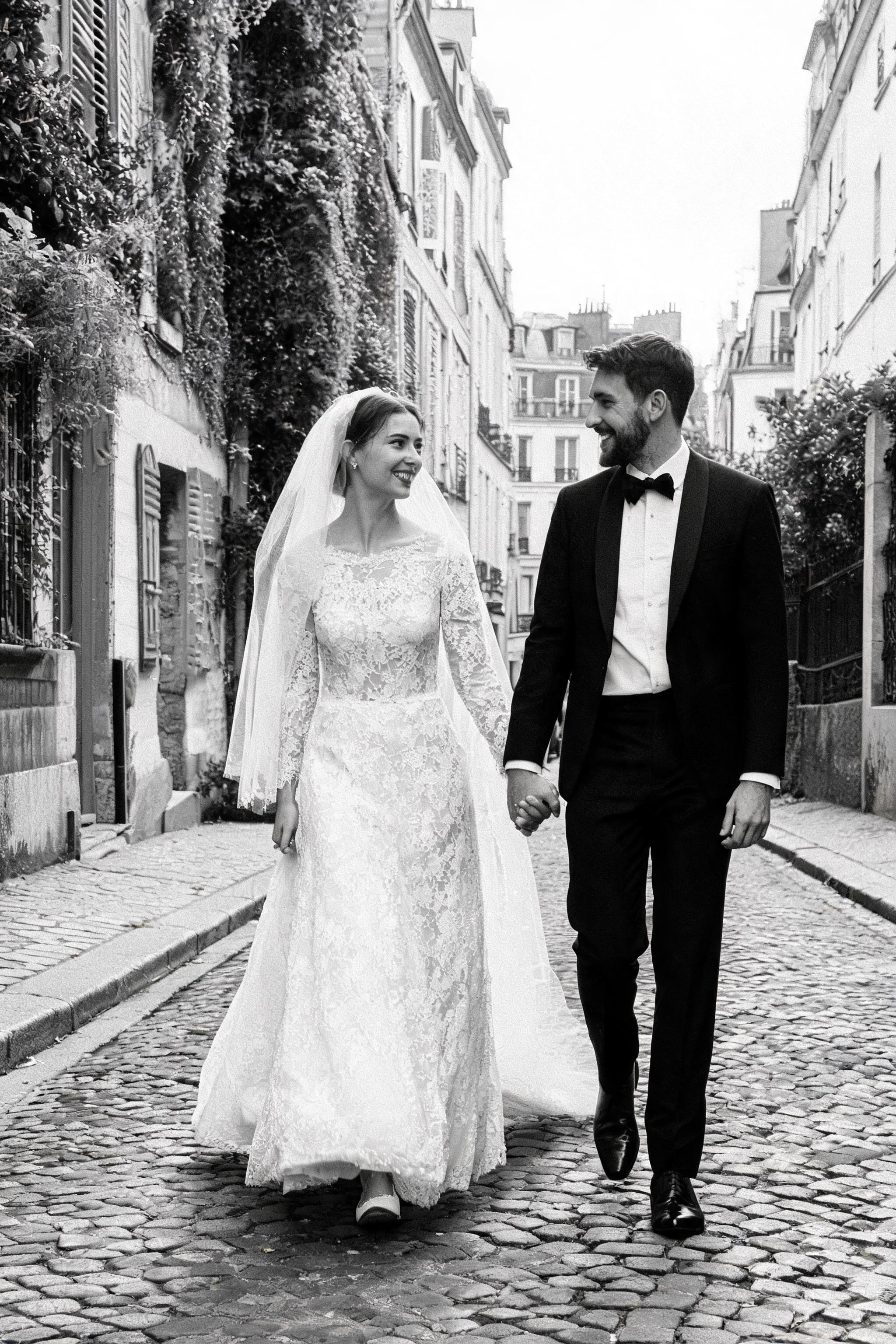 AI black and white wedding photos style preview